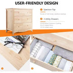 VINGLI Commode inachevée en bois massif naturel à 3 tiroirs pour chambre à coucher, commode et armoires de style ferme en bois d'hévéa