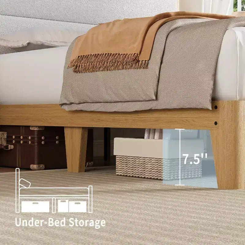 Cadre de lit, cadre de lit circulaire en tissu avec lumières LED, tête de lit rembourrée avec station de recharge intégrée, matelas à ressorts non requis