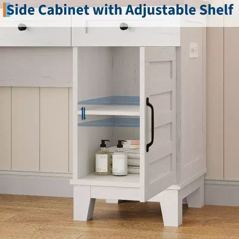 Makeup Vanity Desk,Makeup Vanity with Mirror and Lights & Power Outlet, Makeup Table with 2 Drawers, Cushioned Stool, Dressing Table with Glass Top