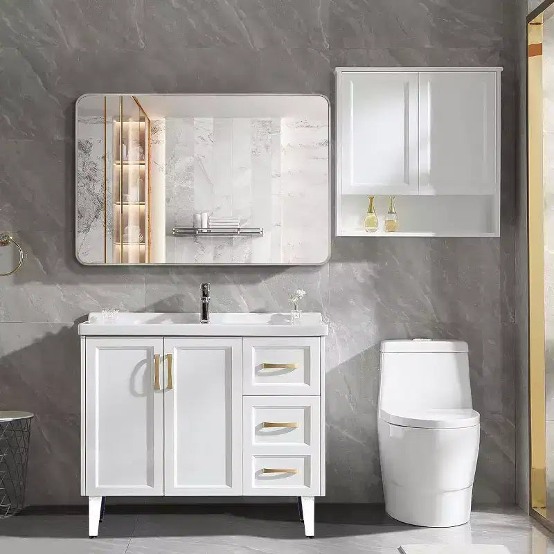 Miroir mural de salle de bain rectangulaire encadré en aluminium argenté, 30 x 40 pouces, miroir décoratif pour la maison