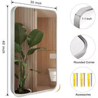Miroir mural de salle de bain rectangulaire encadré en aluminium argenté, 30 x 40 pouces, miroir décoratif pour la maison