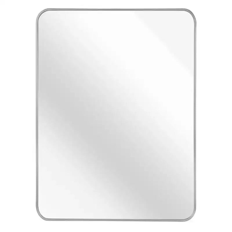 Miroir mural de salle de bain rectangulaire encadré en aluminium argenté, 30 x 40 pouces, miroir décoratif pour la maison
