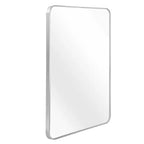 Miroir mural de salle de bain rectangulaire encadré en aluminium argenté, 30 x 40 pouces, miroir décoratif pour la maison