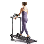 Tapis de marche manuel intelligent Sunny Health & Fitness avec inclinaison fixe, suivi Bluetooth et conception pliable peu encombrante
