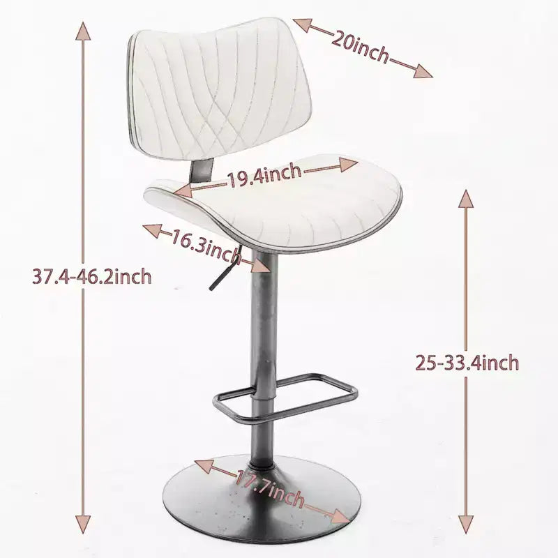 MAYEERTY Tabourets de Bar en Noyer Courbé - Milieu du Siècle Moderne, Hauteur Réglable, Cuir Noir, Pivotant à 360°, 1 Chaise/Carton