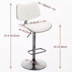 MAYEERTY Tabourets de Bar en Noyer Courbé - Milieu du Siècle Moderne, Hauteur Réglable, Cuir Noir, Pivotant à 360°, 1 Chaise/Carton