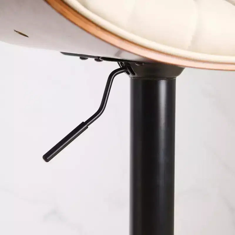 MAYEERTY Tabourets de Bar en Noyer Courbé - Milieu du Siècle Moderne, Hauteur Réglable, Cuir Noir, Pivotant à 360°, 1 Chaise/Carton