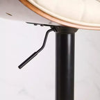 MAYEERTY Tabourets de Bar en Noyer Courbé - Milieu du Siècle Moderne, Hauteur Réglable, Cuir Noir, Pivotant à 360°, 1 Chaise/Carton