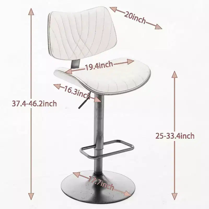 MAYEERTY Tabourets de Bar en Noyer Courbé - Milieu du Siècle Moderne, Hauteur Réglable, Cuir Noir, Pivotant à 360°, 1 Chaise/Carton