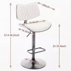 MAYEERTY Tabourets de Bar en Noyer Courbé - Milieu du Siècle Moderne, Hauteur Réglable, Cuir Noir, Pivotant à 360°, 1 Chaise/Carton
