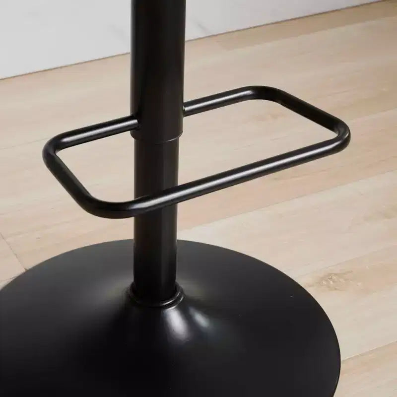 MAYEERTY Tabourets de Bar en Noyer Courbé - Milieu du Siècle Moderne, Hauteur Réglable, Cuir Noir, Pivotant à 360°, 1 Chaise/Carton