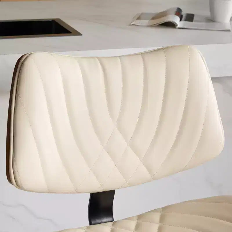 MAYEERTY Tabourets de Bar en Noyer Courbé - Milieu du Siècle Moderne, Hauteur Réglable, Cuir Noir, Pivotant à 360°, 1 Chaise/Carton