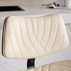 MAYEERTY Tabourets de Bar en Noyer Courbé - Milieu du Siècle Moderne, Hauteur Réglable, Cuir Noir, Pivotant à 360°, 1 Chaise/Carton