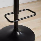 MAYEERTY Tabourets de Bar en Noyer Courbé - Milieu du Siècle Moderne, Hauteur Réglable, Cuir Noir, Pivotant à 360°, 1 Chaise/Carton