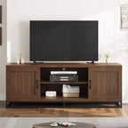 Meuble TV de style ferme Meuble TV gris avec pieds en métal robustes et étagères réglables Meuble multimédia en bois adapté aux salons et aux chambres