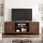 Farmhouse-Style TV Stand Gray TV cabinet with sturdy metal legs and adjustable shelves Wooden media cabinet suitable for living rooms and bedrooms