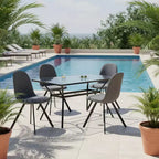 FurnitureR Lot de 4 chaises de salle à manger pivotantes, chaises d'appoint en tissu sans accoudoirs avec dossier mi-haut et coussin d'assise rembourré rotatif pour cuisine, salle à manger, gris