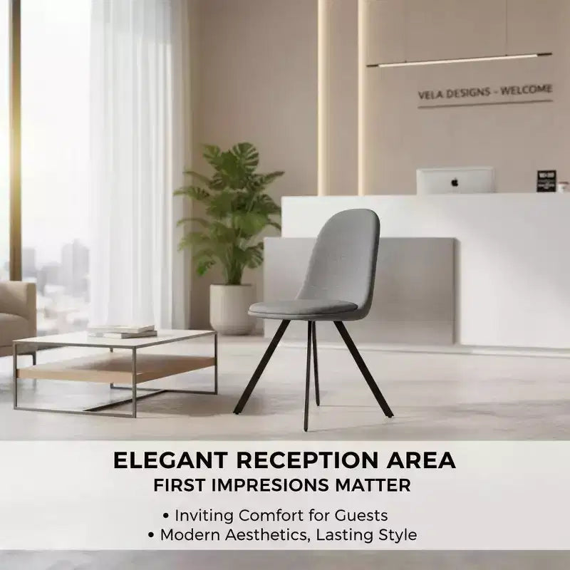 FurnitureR Lot de 4 chaises de salle à manger pivotantes, chaises d'appoint en tissu sans accoudoirs avec dossier mi-haut et coussin d'assise rembourré rotatif pour cuisine, salle à manger, gris