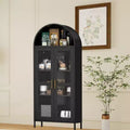 Arched Storage Cabinet, Metal Display Cabinet with Glass Doors