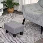 Repose-pieds ottoman, petit pouf avec revêtement en tissu de lin et pieds en plastique, pouf cube pour salon