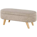 Storage Ottoman Bench, 43.3 Upholstered End of Bed Bench with Wood Legs, Modern Entryway Bench