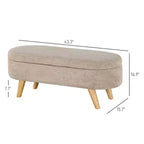 Storage Ottoman Bench, 43.3 Upholstered End of Bed Bench with Wood Legs, Modern Entryway Bench