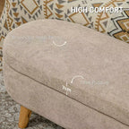 Storage Ottoman Bench, 43.3 Upholstered End of Bed Bench with Wood Legs, Modern Entryway Bench