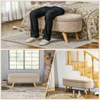 Storage Ottoman Bench, 43.3 Upholstered End of Bed Bench with Wood Legs, Modern Entryway Bench