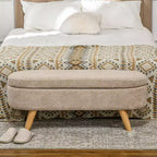 Storage Ottoman Bench, 43.3 Upholstered End of Bed Bench with Wood Legs, Modern Entryway Bench