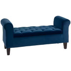 Button-Tufted Storage Ottoman Bench, Upholstered Bench with Rolled Armrests for Living Room or Hallway