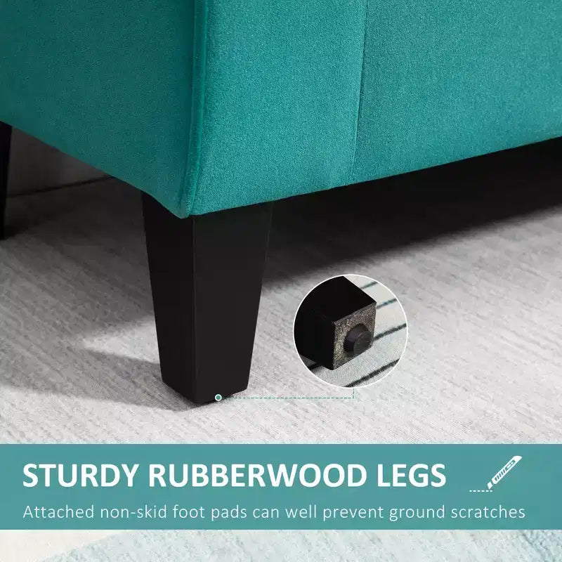 Button-Tufted Storage Ottoman Bench, Upholstered Bench with Rolled Armrests for Living Room or Hallway