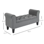 Button-Tufted Storage Ottoman Bench, Upholstered Bench with Rolled Armrests for Living Room or Hallway
