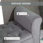 Button-Tufted Storage Ottoman Bench, Upholstered Bench with Rolled Armrests for Living Room or Hallway
