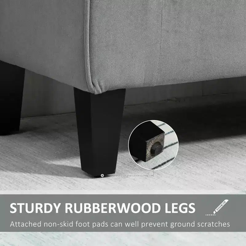 Button-Tufted Storage Ottoman Bench, Upholstered Bench with Rolled Armrests for Living Room or Hallway