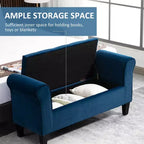 Button-Tufted Storage Ottoman Bench, Upholstered Bench with Rolled Armrests for Living Room or Hallway