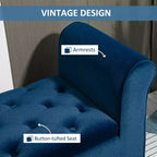 Button-Tufted Storage Ottoman Bench, Upholstered Bench with Rolled Armrests for Living Room or Hallway