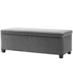 Banc de rangement ottoman de 112 cm avec couvercle, pieds et revêtement en velours côtelé, idéal en bout de lit pour le salon, la chambre à coucher ou l'entrée.