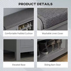 Modern Shoe Storage Bench, Entry Way Bench with Cushion, 2 Sliding Doors, Storage Ottoman Bench, Holds 10 Pairs