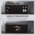 Modern Shoe Storage Bench, Entry Way Bench with Cushion, 2 Sliding Doors, Storage Ottoman Bench, Holds 10 Pairs