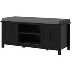 Modern Shoe Storage Bench, Entry Way Bench with Cushion, 2 Sliding Doors, Storage Ottoman Bench, Holds 10 Pairs