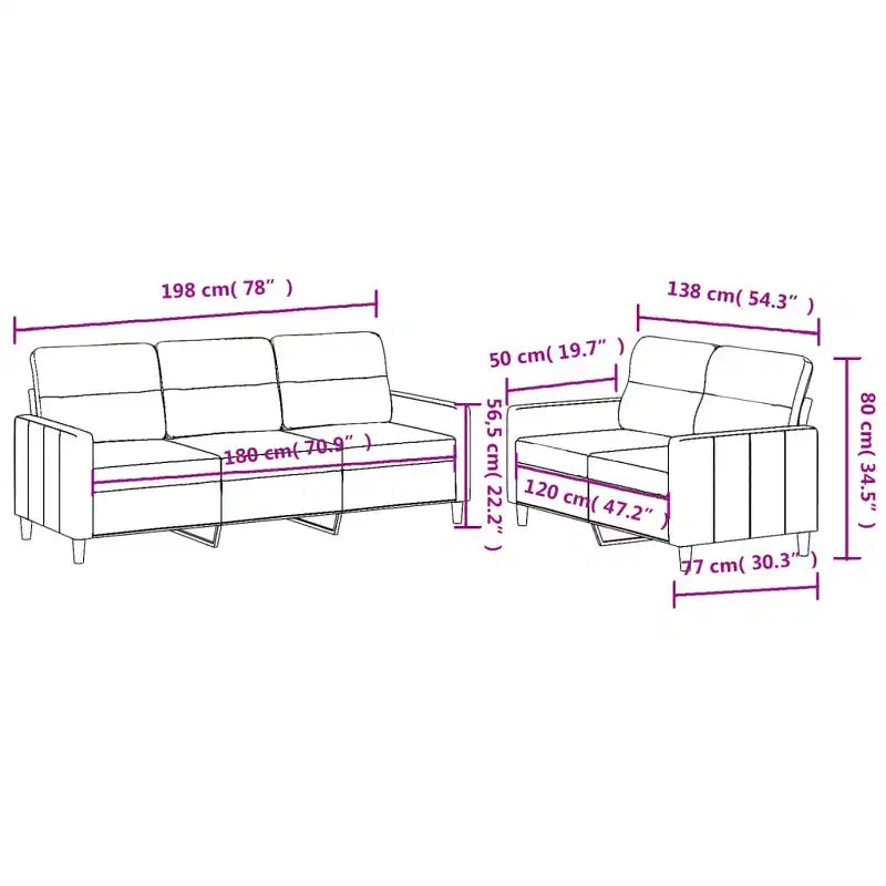 Ensemble de canapés Tissu gris foncé (100 % polyester), métal, textilène, contreplaqué