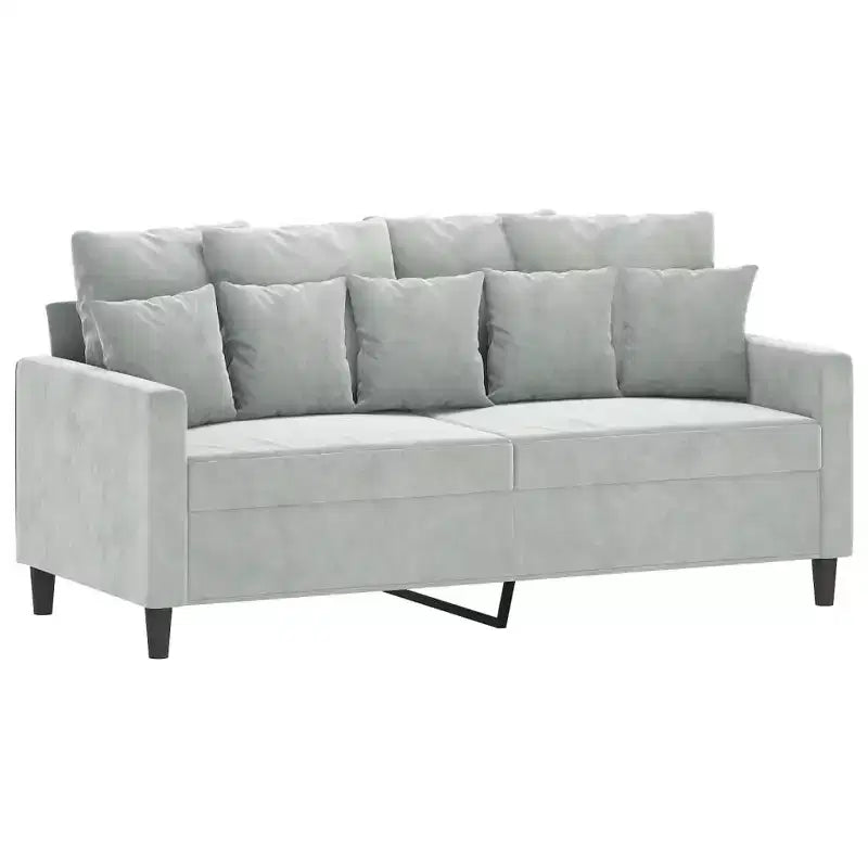 Canapé 2 places Velours gris clair (100 % polyester), métal, textilène