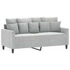Canapé 2 places Velours gris clair (100 % polyester), métal, textilène