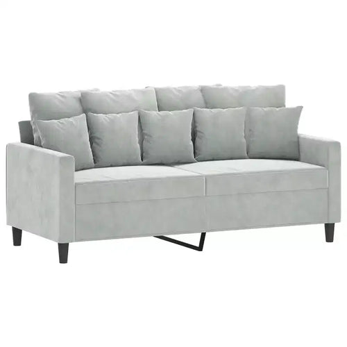 Canapé 2 places Velours gris clair (100 % polyester), métal, textilène