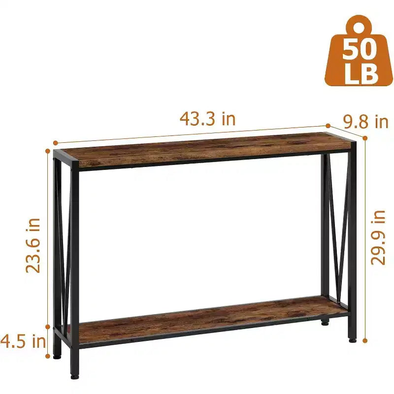 42.9 Entryway Table with Storage, 2-Tier Console Table with Open Shelf,Behind Couch Entry Foyer Hallway Storage, for Entrance, Living Room