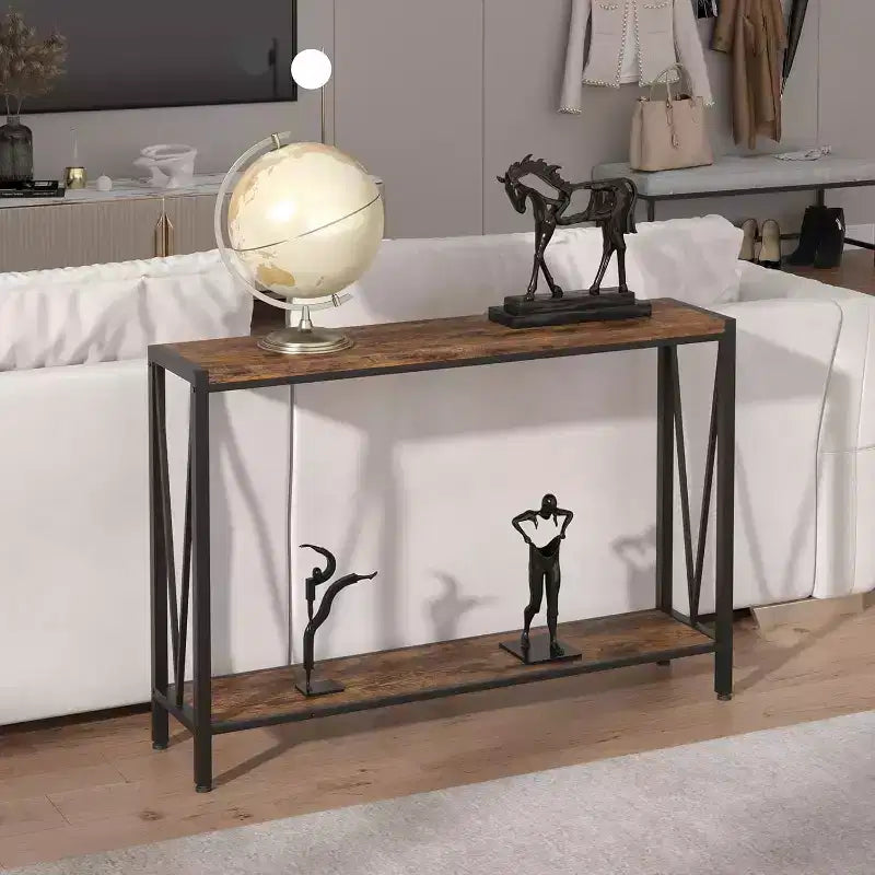 42.9 Entryway Table with Storage, 2-Tier Console Table with Open Shelf,Behind Couch Entry Foyer Hallway Storage, for Entrance, Living Room