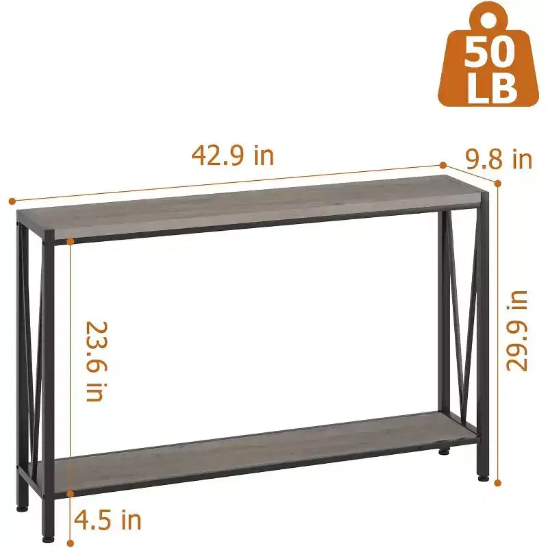 42.9 Entryway Table with Storage, 2-Tier Console Table with Open Shelf,Behind Couch Entry Foyer Hallway Storage, for Entrance, Living Room