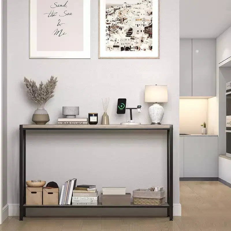 42.9 Entryway Table with Storage, 2-Tier Console Table with Open Shelf,Behind Couch Entry Foyer Hallway Storage, for Entrance, Living Room