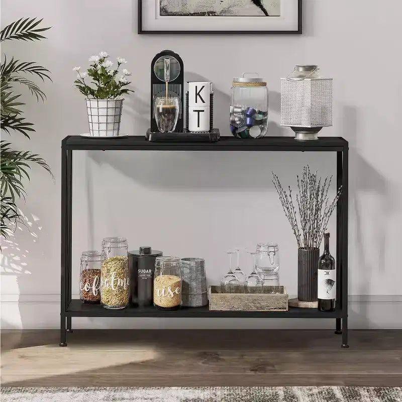 42.9 Entryway Table with Storage, 2-Tier Console Table with Open Shelf,Behind Couch Entry Foyer Hallway Storage, for Entrance, Living Room