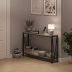 42.9 Entryway Table with Storage, 2-Tier Console Table with Open Shelf,Behind Couch Entry Foyer Hallway Storage, for Entrance, Living Room